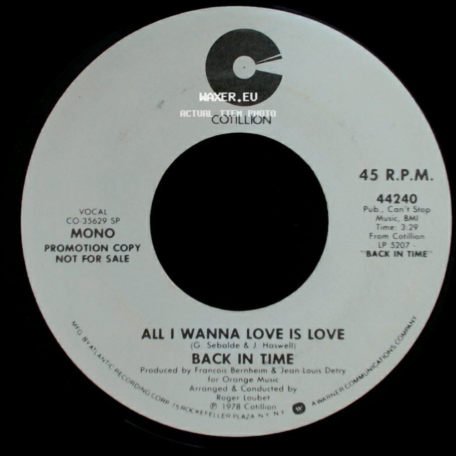 Back In Time - All I Wanna Love Is Love / All I Wanna Love Is Love side B
