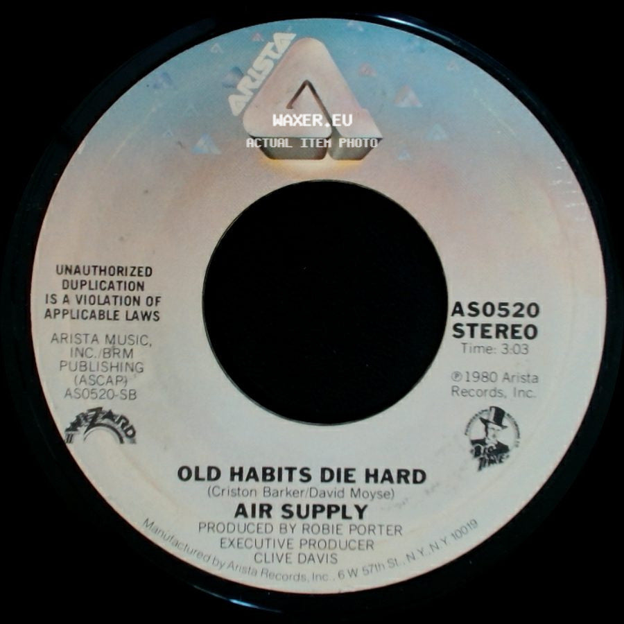 Air Supply - Old Habits Die Hard / All Out Of Love side A