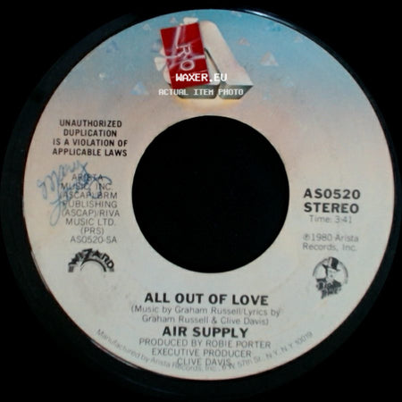 Air Supply - Old Habits Die Hard / All Out Of Love side B