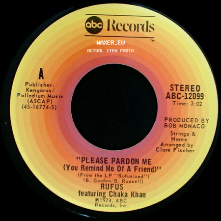 Rufus Featuring Chaka Khan - Somebody's Watching You / Please Pardon Me (You Remind Me Of A Friend) side B