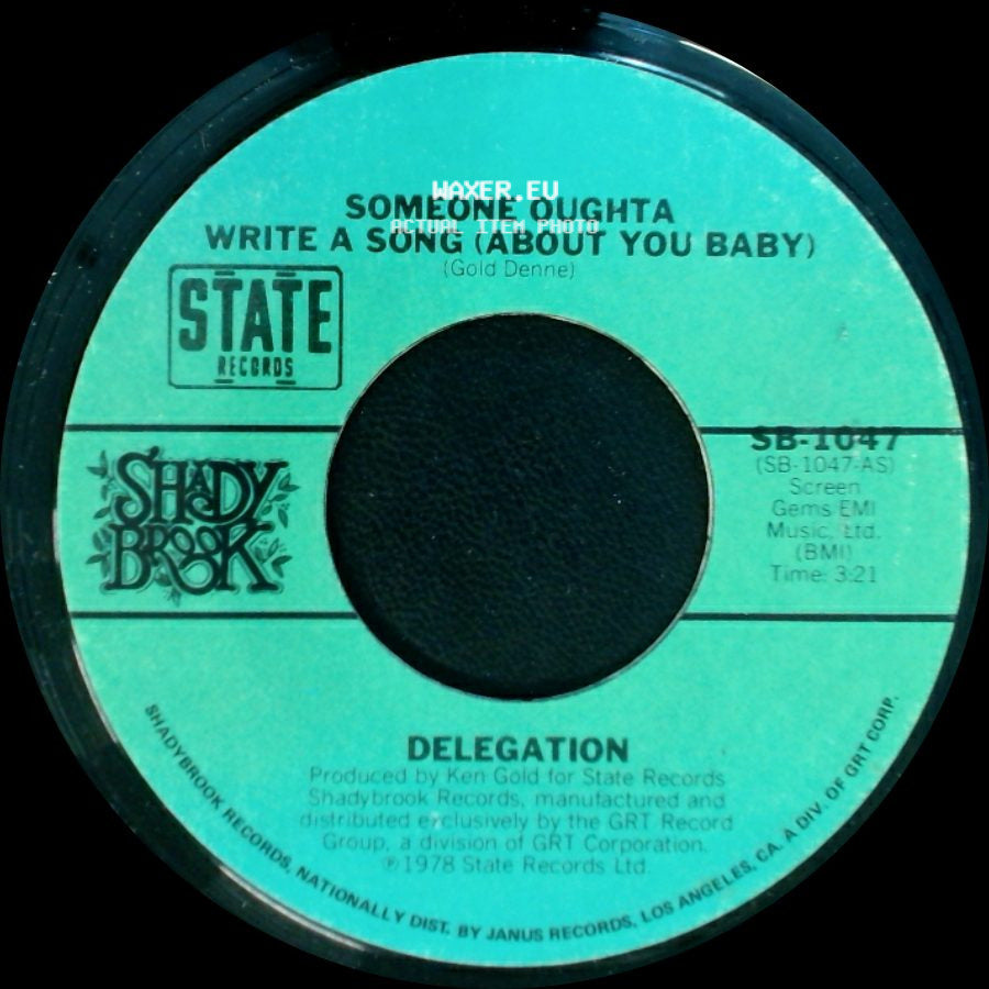 Delegation - Someone Oughta Write A Song (About You Baby) / Mr. Heartbreak side A