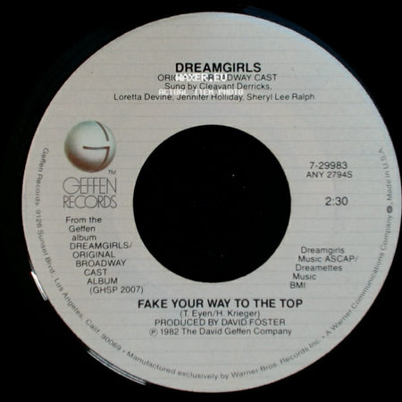 Dreamgirls Original Broadway Cast Sung By Jennifer Holliday / Dreamgirls Original Broadway Cast - And I Am Telling You I'm Not Going / Fake Your Way To The Top side B