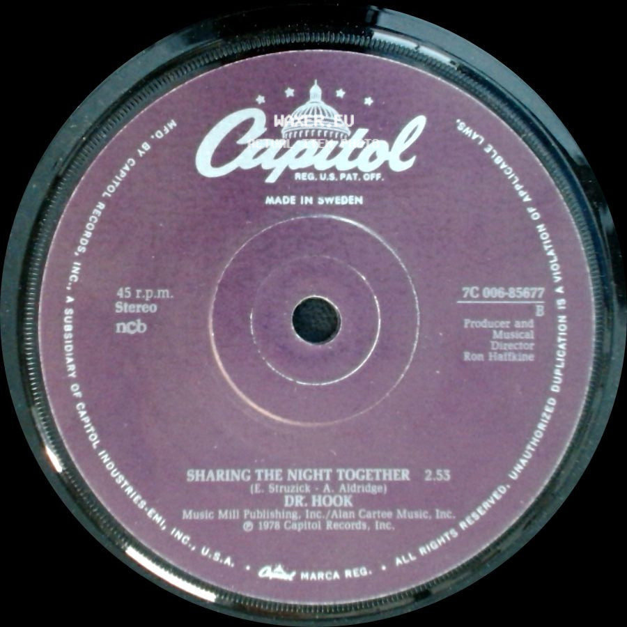 Dr. Hook - I Don't Want To Be Alone Tonight / Sharing The Night Together side B