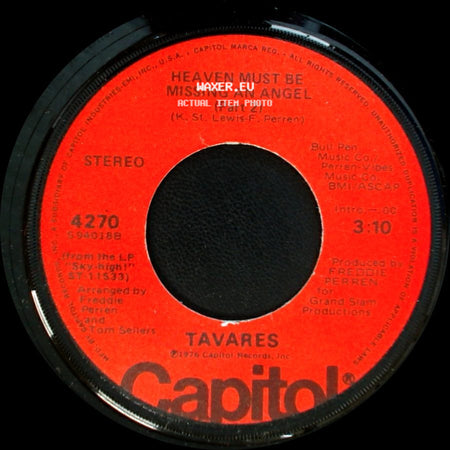 Tavares - Heaven Must Be Missing An Angel (Part 2) / Heaven Must Be Missing An Angel (Part 1) side A
