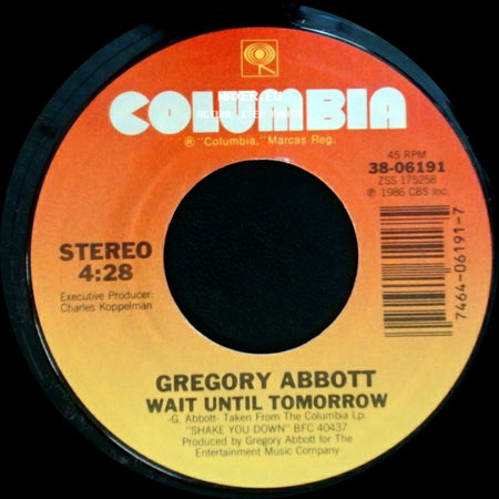 Gregory Abbott - Shake You Down / Wait Until Tomorrow side B