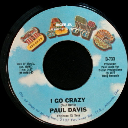 Paul Davis - Reggae Kinda Way / I Go Crazy side B