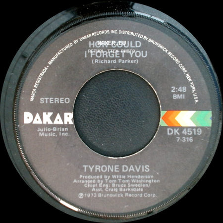 Tyrone Davis - Without You In My Life / How Could I Forget You side B