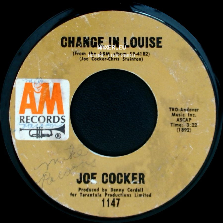 Joe Cocker - She Came In Through The Bathroom Window / Change In Louise side B