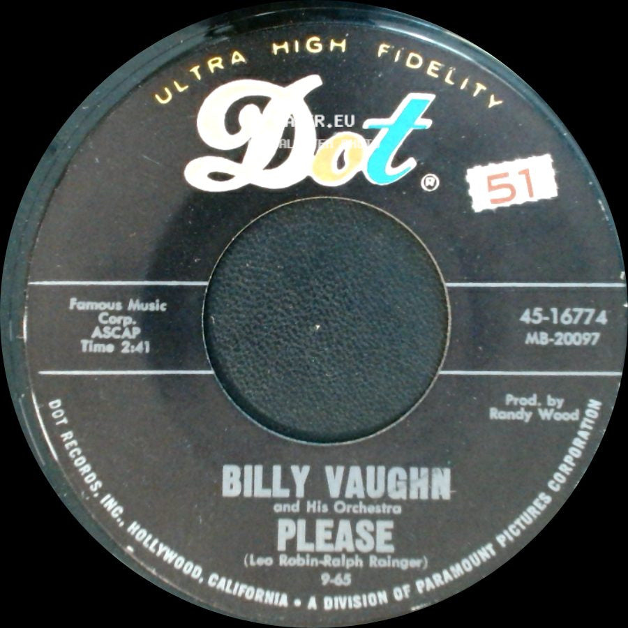 Billy Vaughn And His Orchestra - Anniversary Song / Please side B