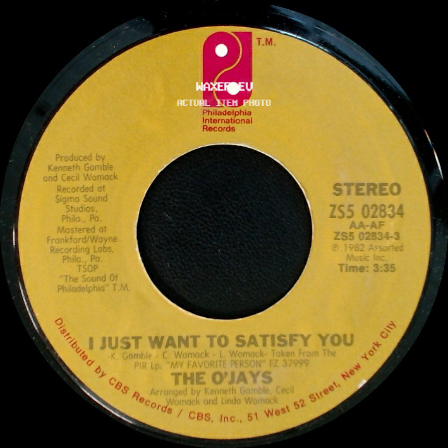 The O'jays - Don't Walk Away Mad / I Just Want To Satisfy You side B