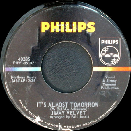 Jimmy Velvet - Blue Eyes (Don't Run Away) / It's Almost Tomorrow side B