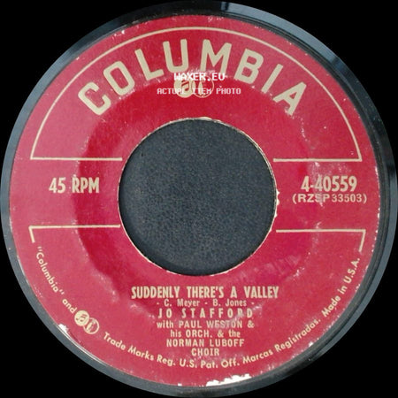 J.O. Stafford With Paul Weston & His Orch / Jo Stafford With Paul Weston & His Orch. & The Norman Luboff Choir - The Night Watch / Suddenly There's A Valley side B