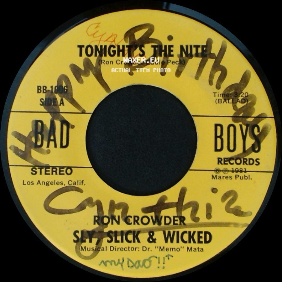 Ron Crowder / Sonny Daye - Tonight's The Nite / Sly, Slick & Wicked side A