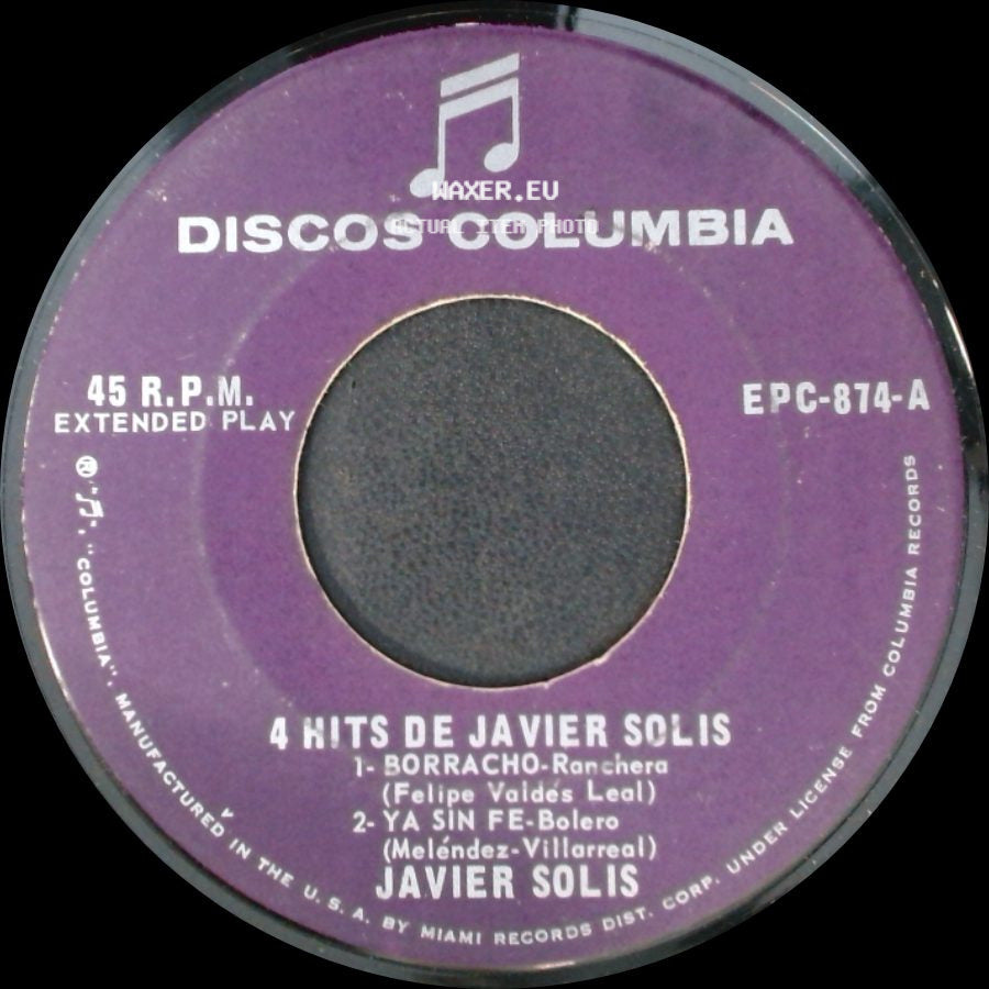Javier Solis - 4 Hits De Javier Solis / 4 Hits De Javier Solis side B