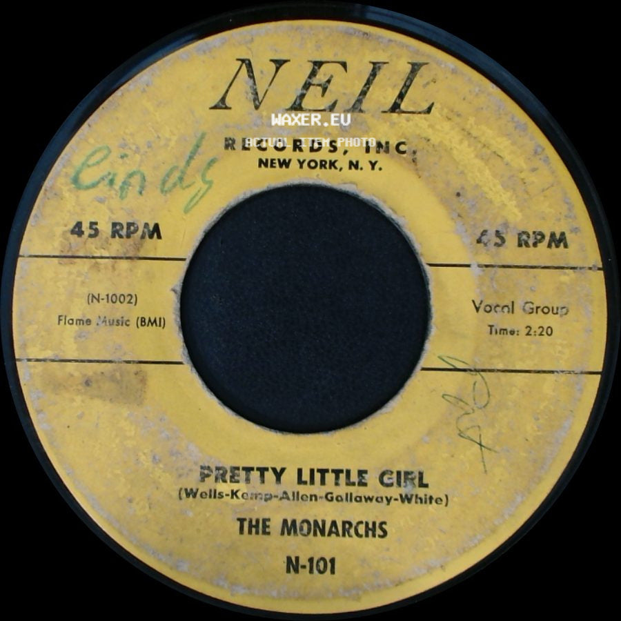 The Monarchs - In My Younger Days / Pretty Little Girl side B