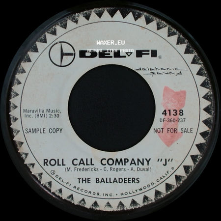The Balladeers - Hurtin' (For The Love Of You) / Roll Call Company "J" side B