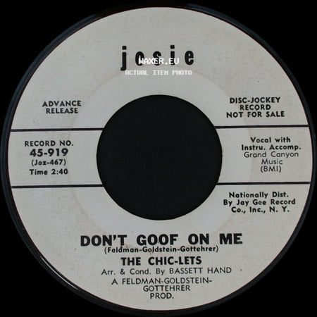 The Chic-Lets - I Want You To Be My Boyfriend / Don't Goof On Me side B
