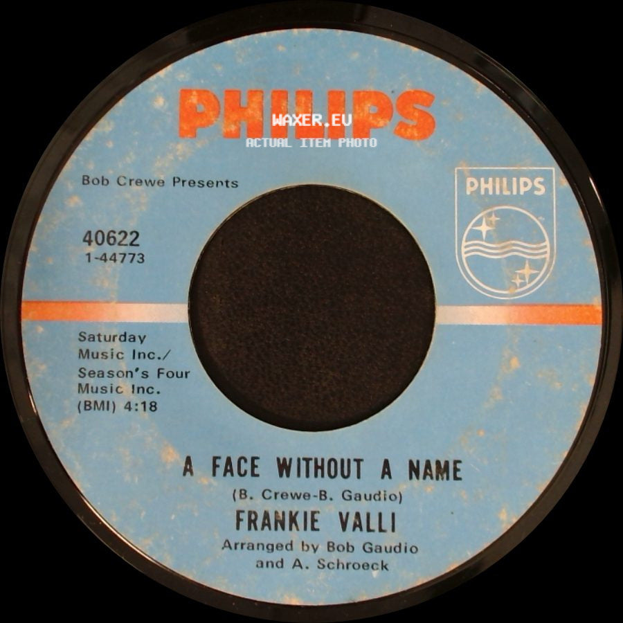 Frankie Valli - A Face Without A Name / The Girl I'll Never Know (Angels Never Fly This Low) side A