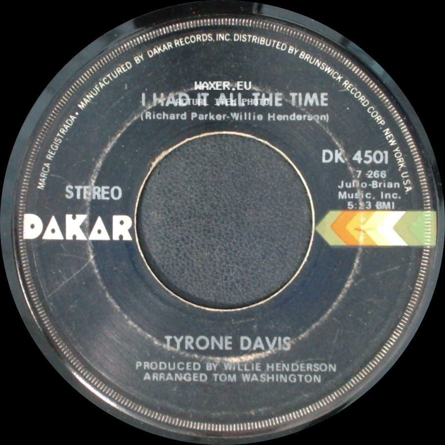 Tyrone Davis - You Wouldn't Believe / I Had It All The Time side B