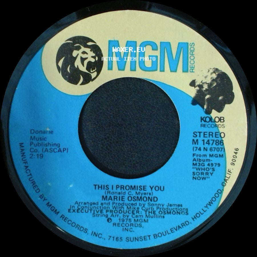 Marie Osmond - This I Promise You / Who's Sorry Now side A