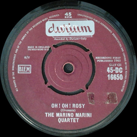 The Marino Marini Quartet - Luna Napoletana / Oh! Oh! Rosy side B