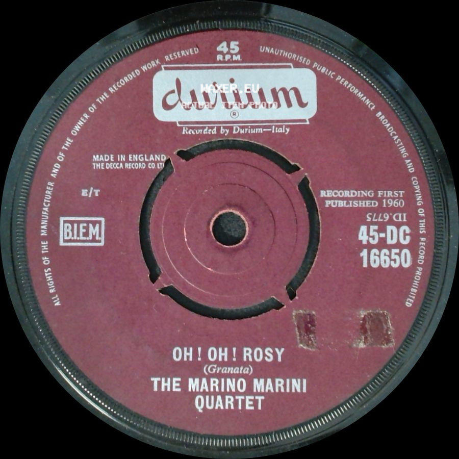The Marino Marini Quartet - Luna Napoletana / Oh! Oh! Rosy side B
