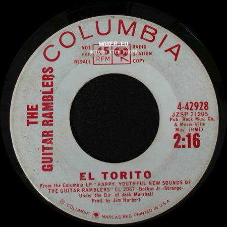The Guitar Ramblers - Surf Beat / El Torito side B