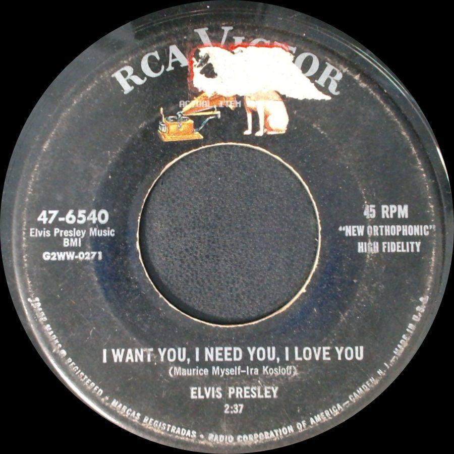 Elvis Presley - I Want You, I Need You, I Love You / My Baby Left Me side A