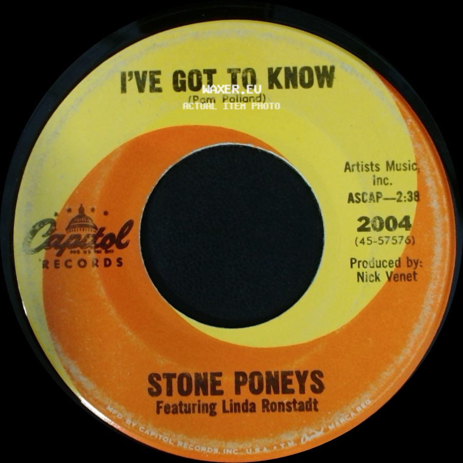 Stone Poneys Featuring Linda Ronstadt - Different Drum / I've Got To Know side B