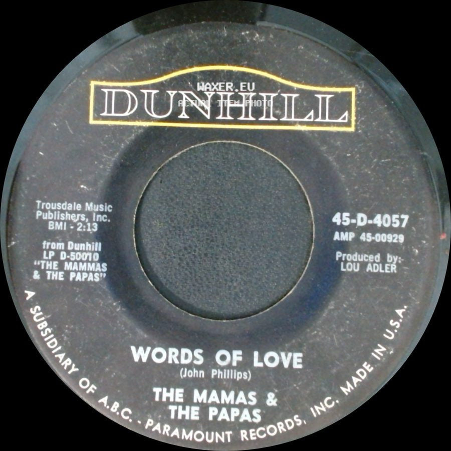 The Mamas & The Papas - Words Of Love / Dancing In The Street side A