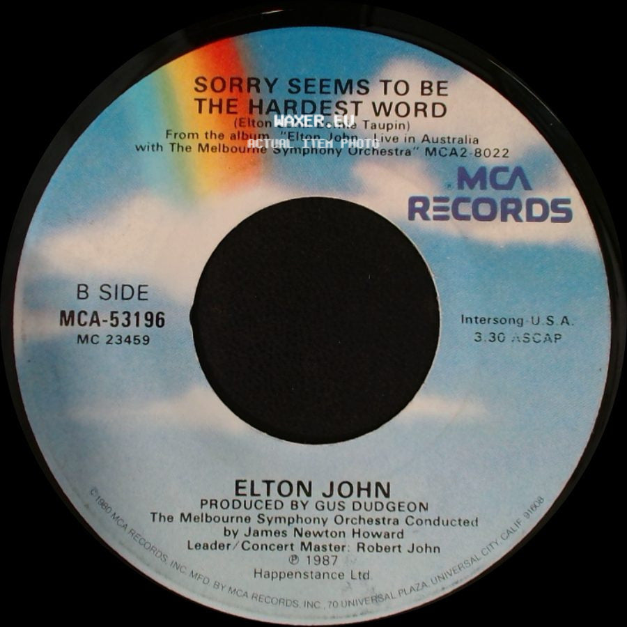 Elton John - Candle In The Wind / Sorry Seems To Be The Hardest Word side B