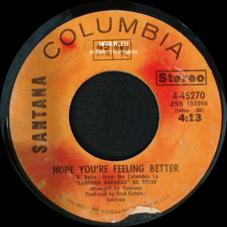Santana - Black Magic Woman / Hope You're Feeling Better side B