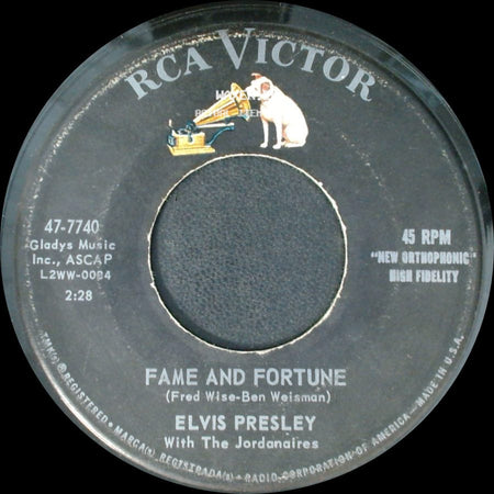 Elvis Presley With The Jordanaires - Stuck On You / Fame And Fortune side B