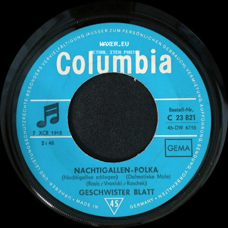 Geschwister Blatt - Nachtigallen-Polka / Überall, Wo Matrosen Sind side A