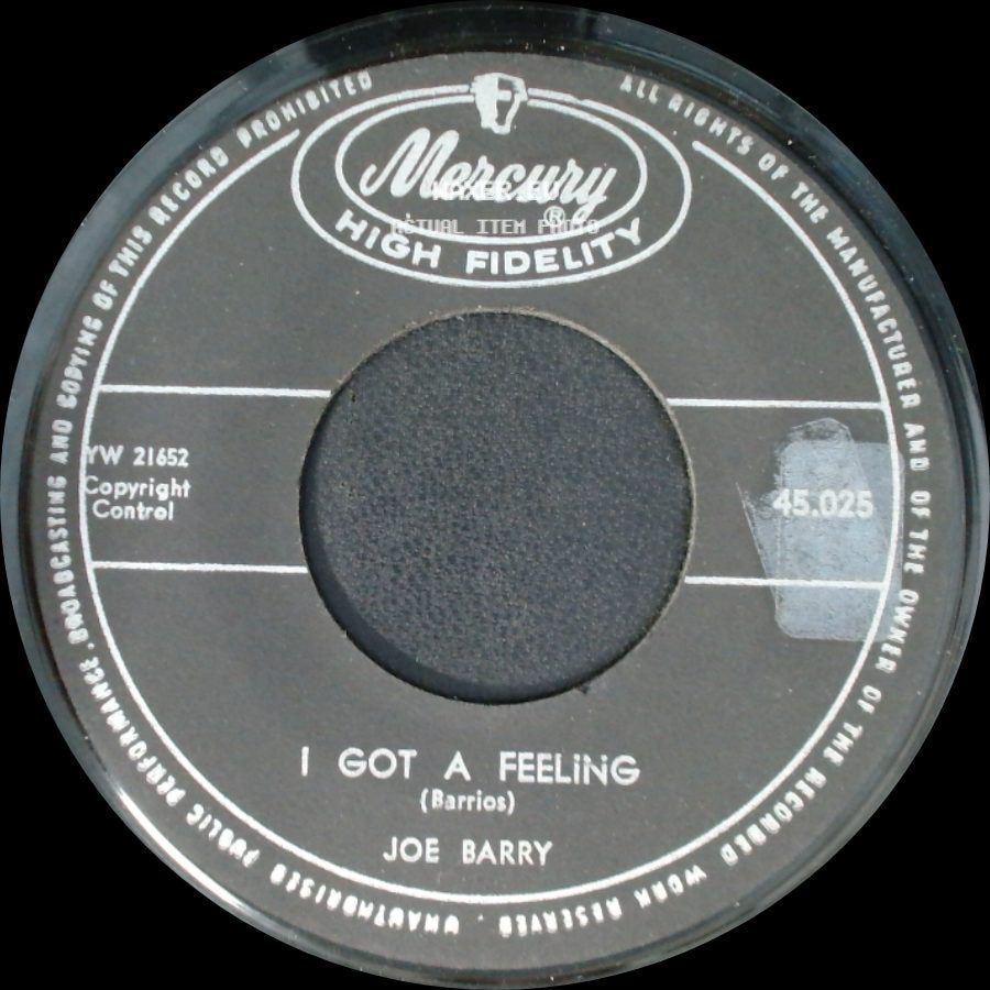 Joe Barry - I Got A Feeling / I'm A Fool To Care side A
