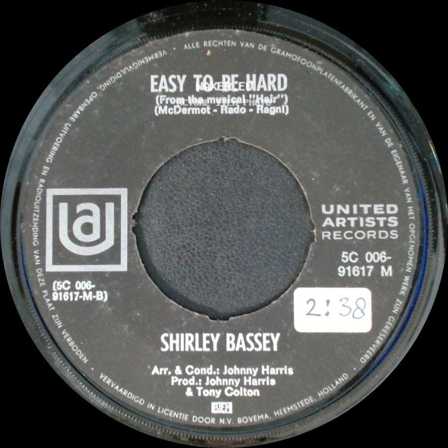 Shirley Bassey - Something / Easy To Be Hard side B