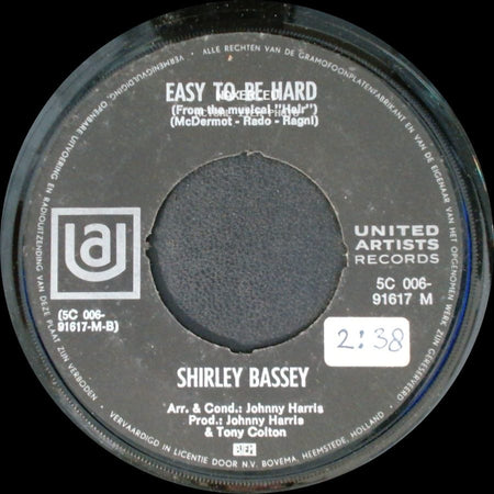 Shirley Bassey - Something / Easy To Be Hard side B