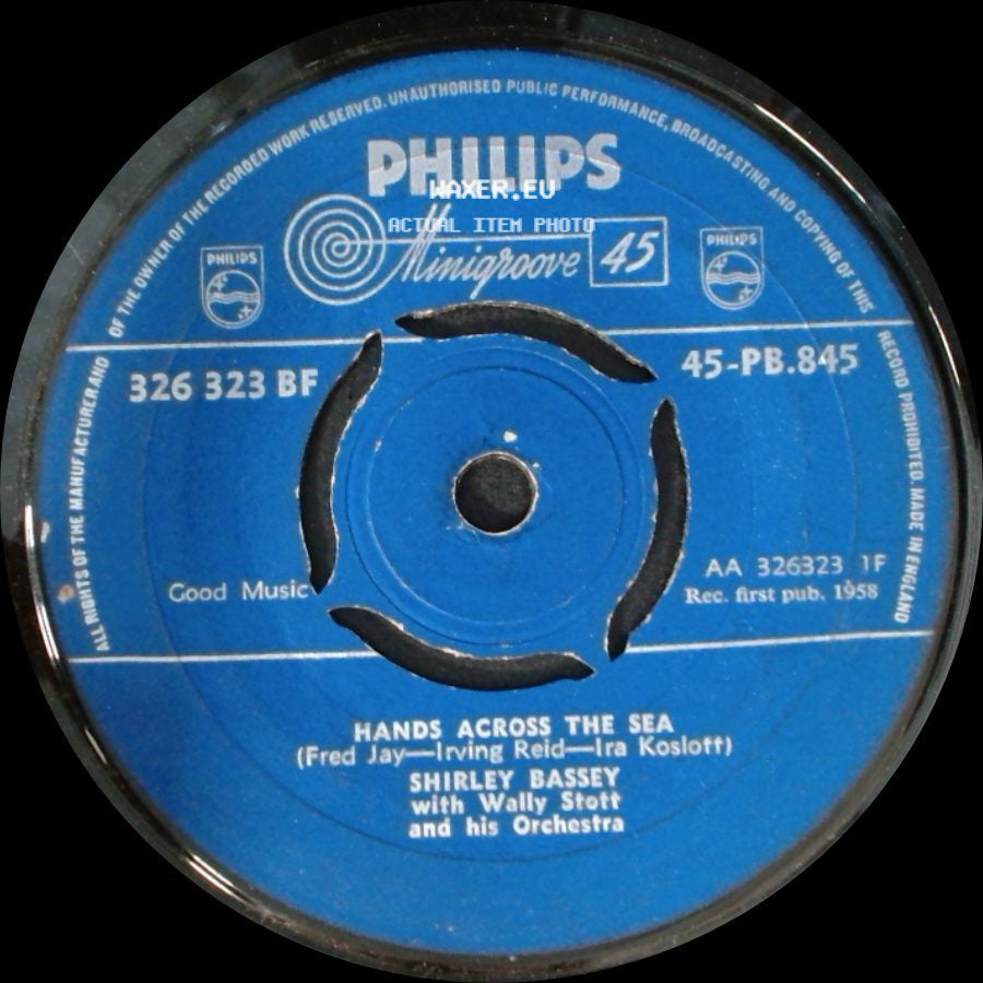 Shirley Bassey With Wally Stott And His Orchestra / Shirley Bassey - Hands Across The Sea / As I Love You side A