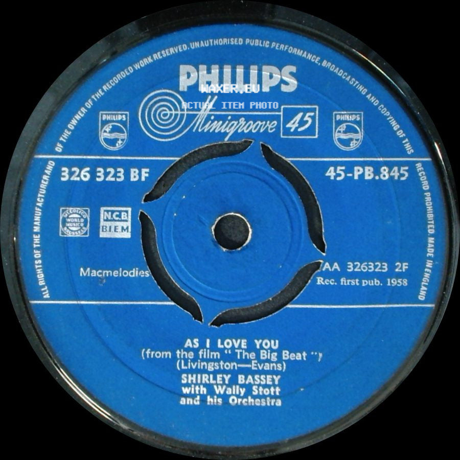 Shirley Bassey With Wally Stott And His Orchestra / Shirley Bassey - Hands Across The Sea / As I Love You side B