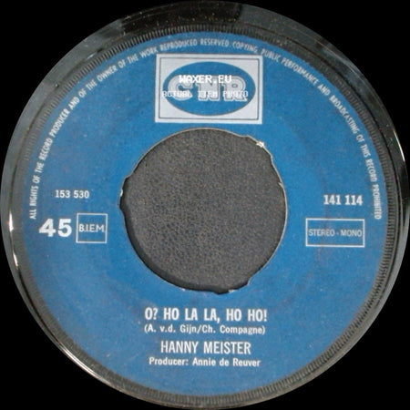 Hanny Meister - M'n Baretje Hou Ik Op / O? Ho La La, Ho Ho! side B
