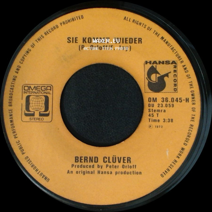 Bernd Clüver - Sie Kommt Wieder / Der Junge Mit Der Mundharmonika (Original: Mouth Organ Boy) side A