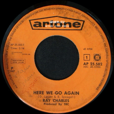 Ray Charles - Here We Go Again / Somebody Ought To Write A Book About It side A