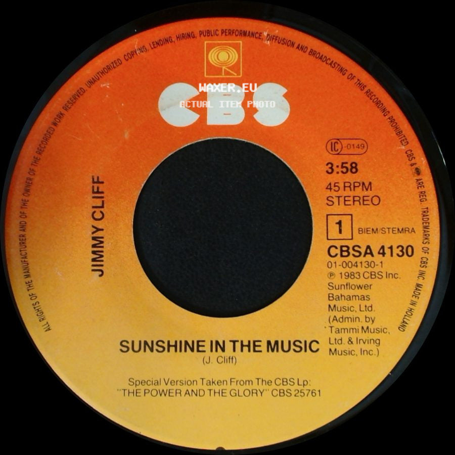 Jimmy Cliff - Sunshine In The Music / Piece Of The Pie side A