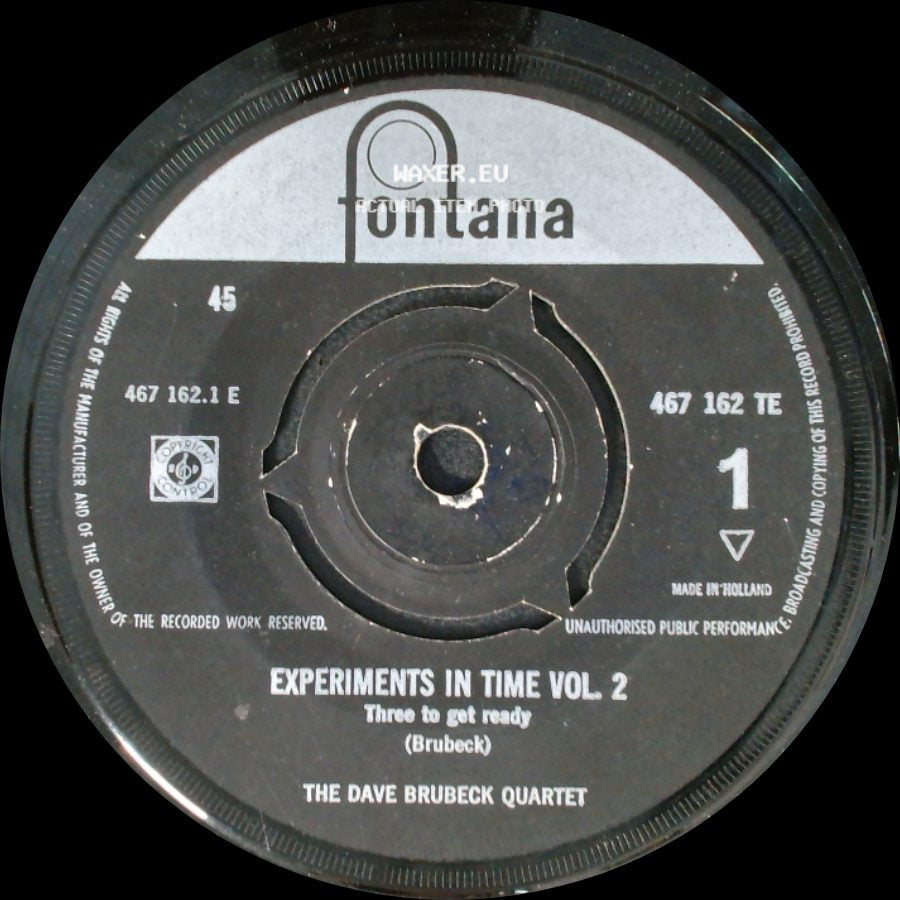 The Dave Brubeck Quartet - Experiments In Time Vol. 2 Three To Get Ready (Brubeck) / Experiments In Time Vol. 2 side A