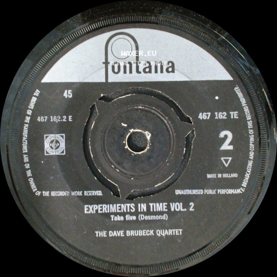 The Dave Brubeck Quartet - Experiments In Time Vol. 2 Three To Get Ready (Brubeck) / Experiments In Time Vol. 2 side B