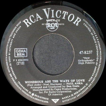 Paul Anka - Wondrous Are The Ways Of Love / Hurry Up And Tell Me side A