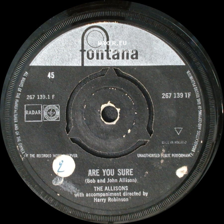 The Allisons - Are You Sure / There's One Thing More side A