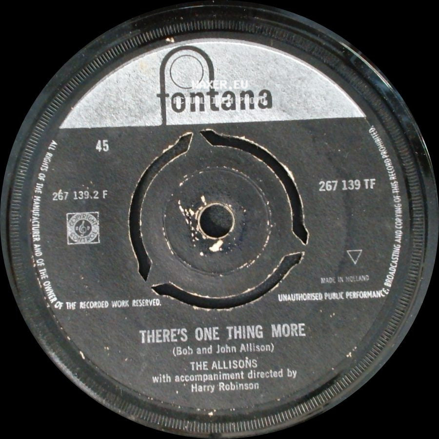 The Allisons - Are You Sure / There's One Thing More side B