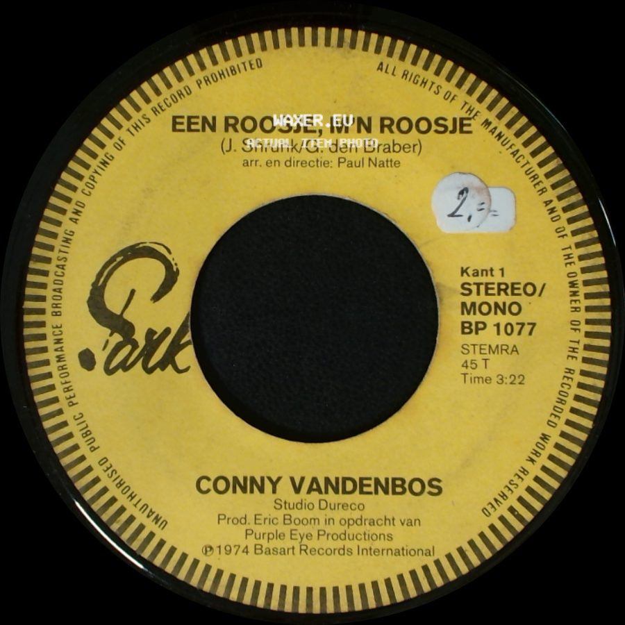 Conny Vandenbos - Een Roosje, M'n Roosje / Zonder Zorgen side A