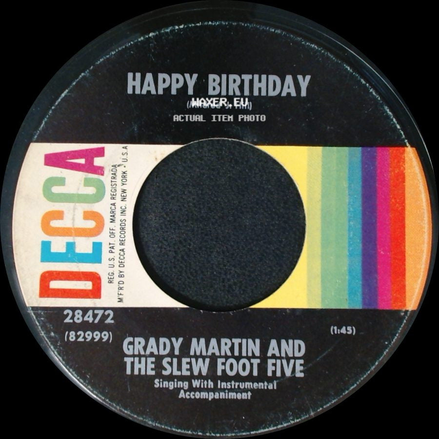Grady Martin And The Slew Foot Five - Happy Birthday / Anniversary Song side A